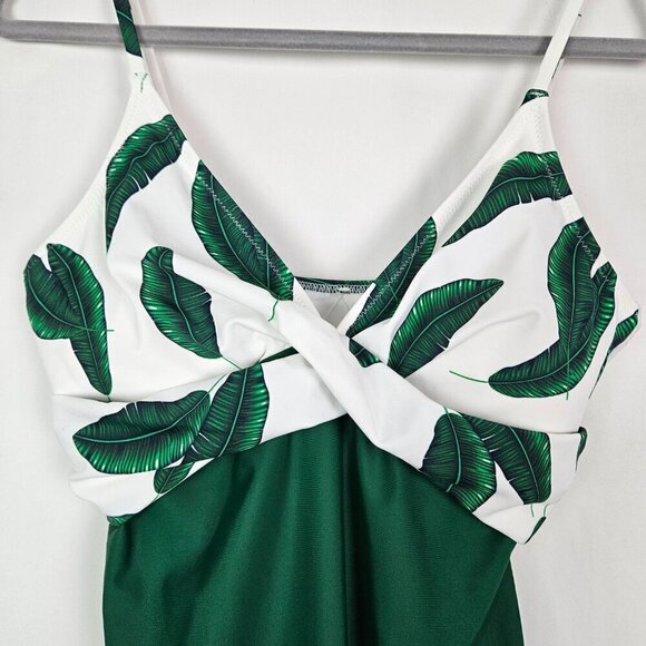NWT Cupshe Twist Front Banana Leaf One Piece Swimsuit XL - Picture 5 of 9